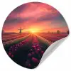 Windmolen - Zonsondergang - Landschap Wandcirkel behangsticker klein -3d