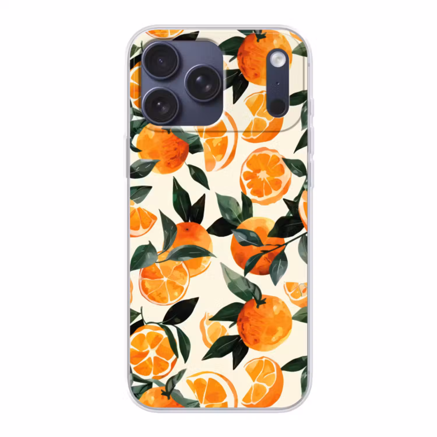 Telefoonhoesje Softcase - Sinaasappels - Vruchten - Bladeren - Oranje - Groen - Beige