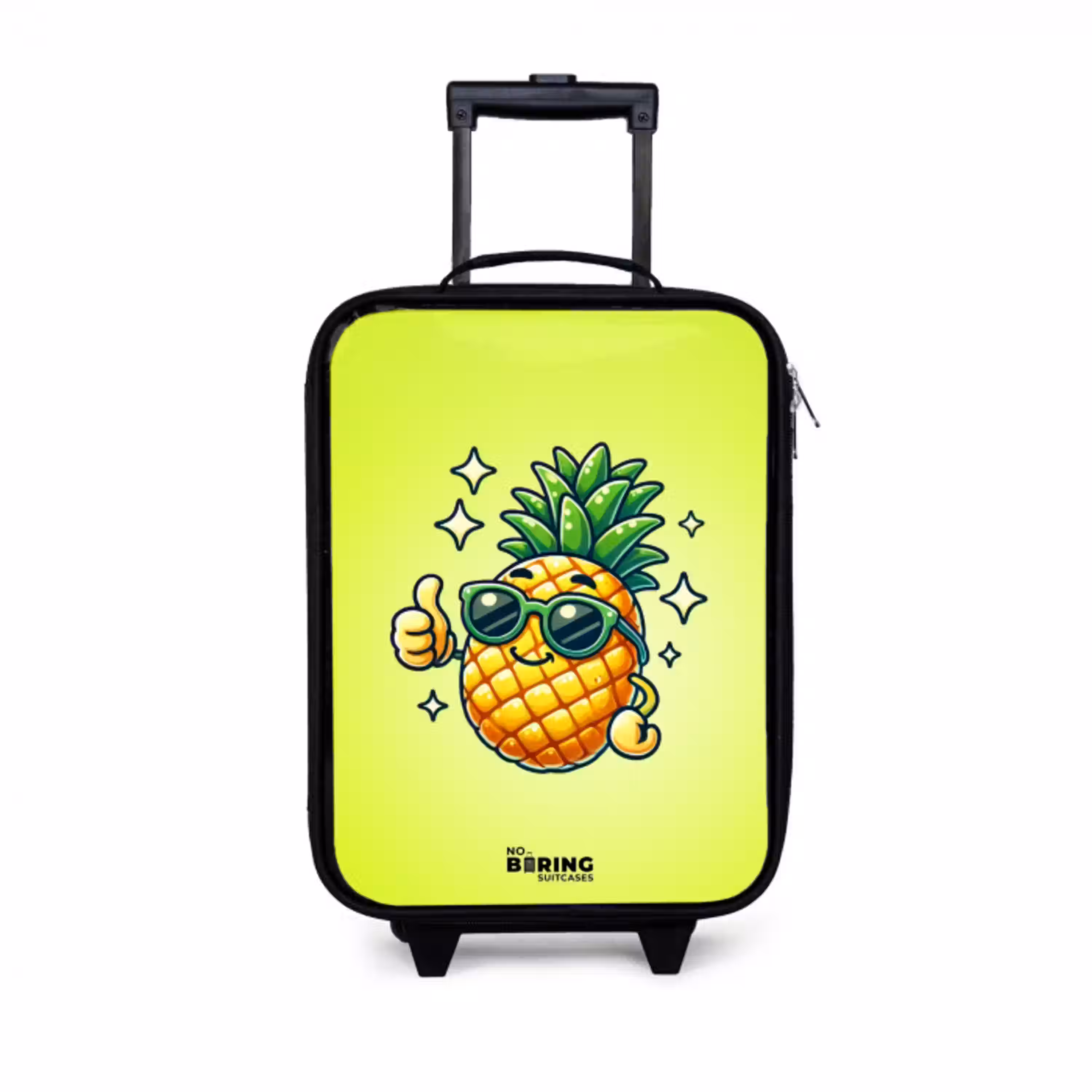 Blije ananas met groene achtergrond Kinderkoffer - Zwart klein -3d