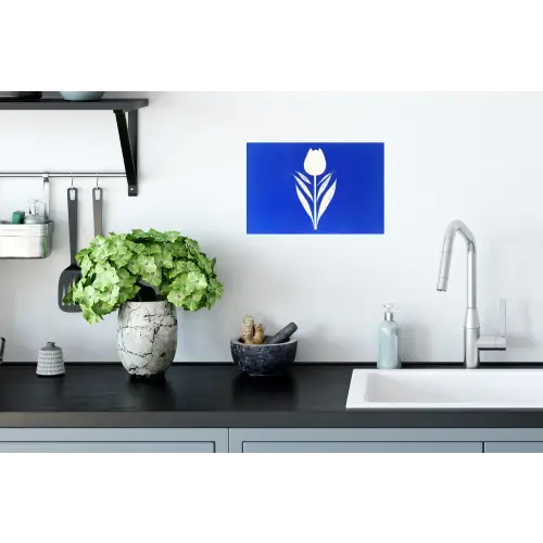 Tulp - Minimalistisch - Bladeren - Wit Muursticker klein -keuken