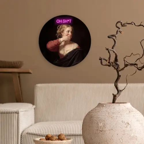 Quote - Neon - vrouw Wandcirkel kunststof plaat 5mm dik klein -sfeer1