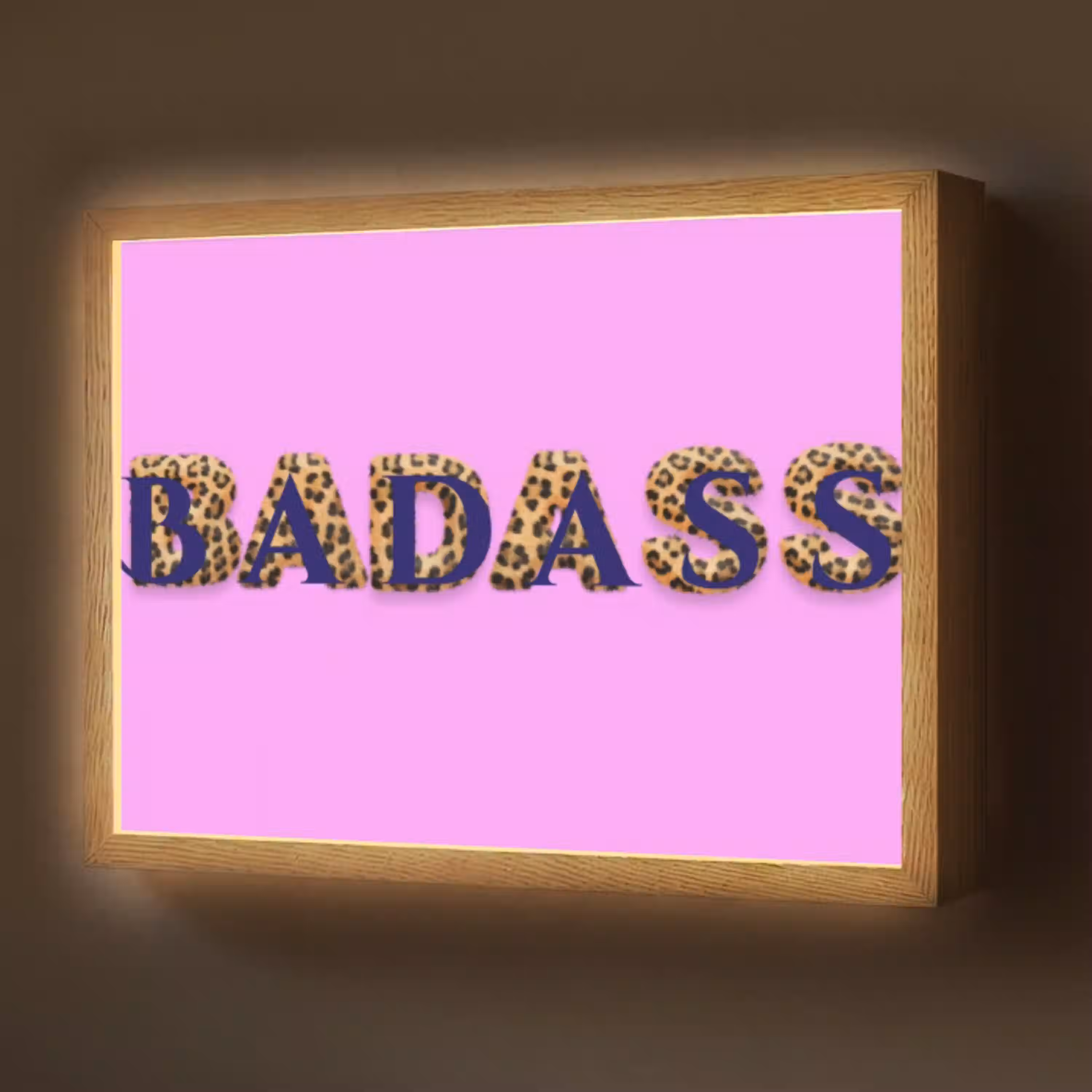 Felroze - Badass - Panterprint - Schaduw Light Box met batterij (Wandlamp) middel -z3d_website