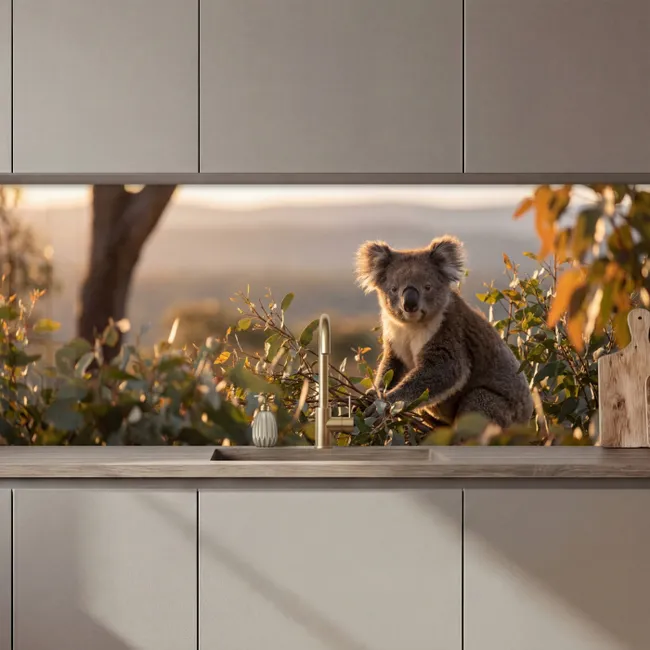Keuken achterwand - Koala - Bladeren - Ochtendlicht