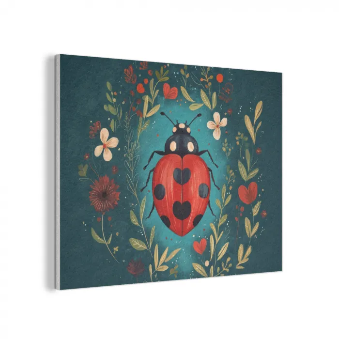 Bloemen - Lieveheersbeestje - Hartje - Rood PET vilt klein -3d