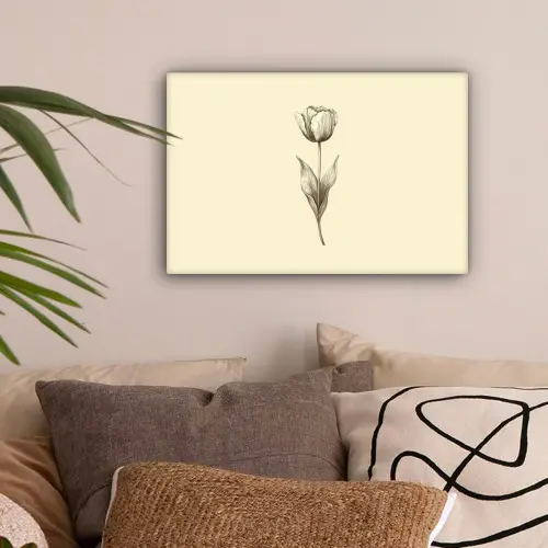 Illustratie - Tulp - Zwart canvas 2cm klein -sfeer1