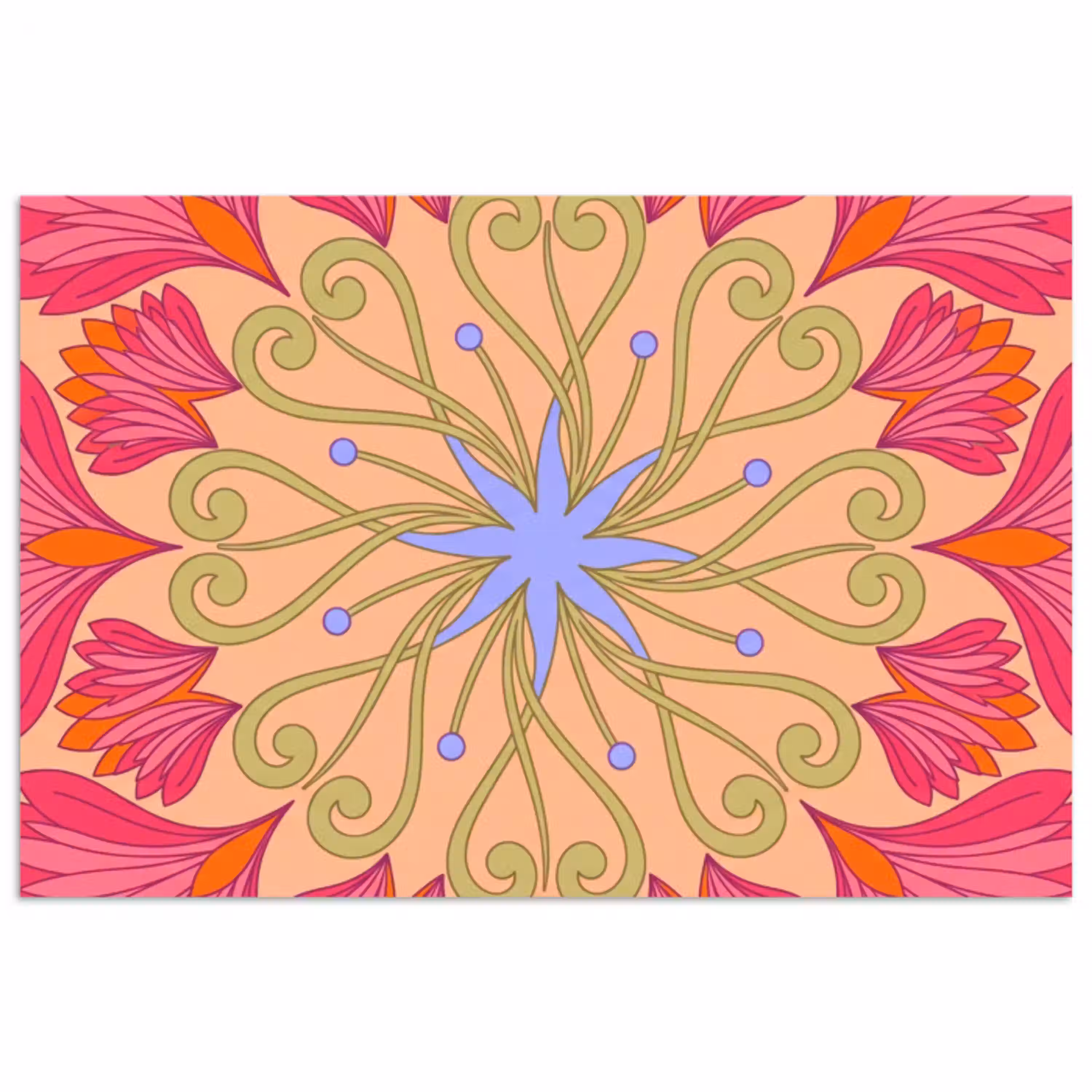 Bloemen - Patroon - Abstract - Roze - Decoratief poster papier klein -3d