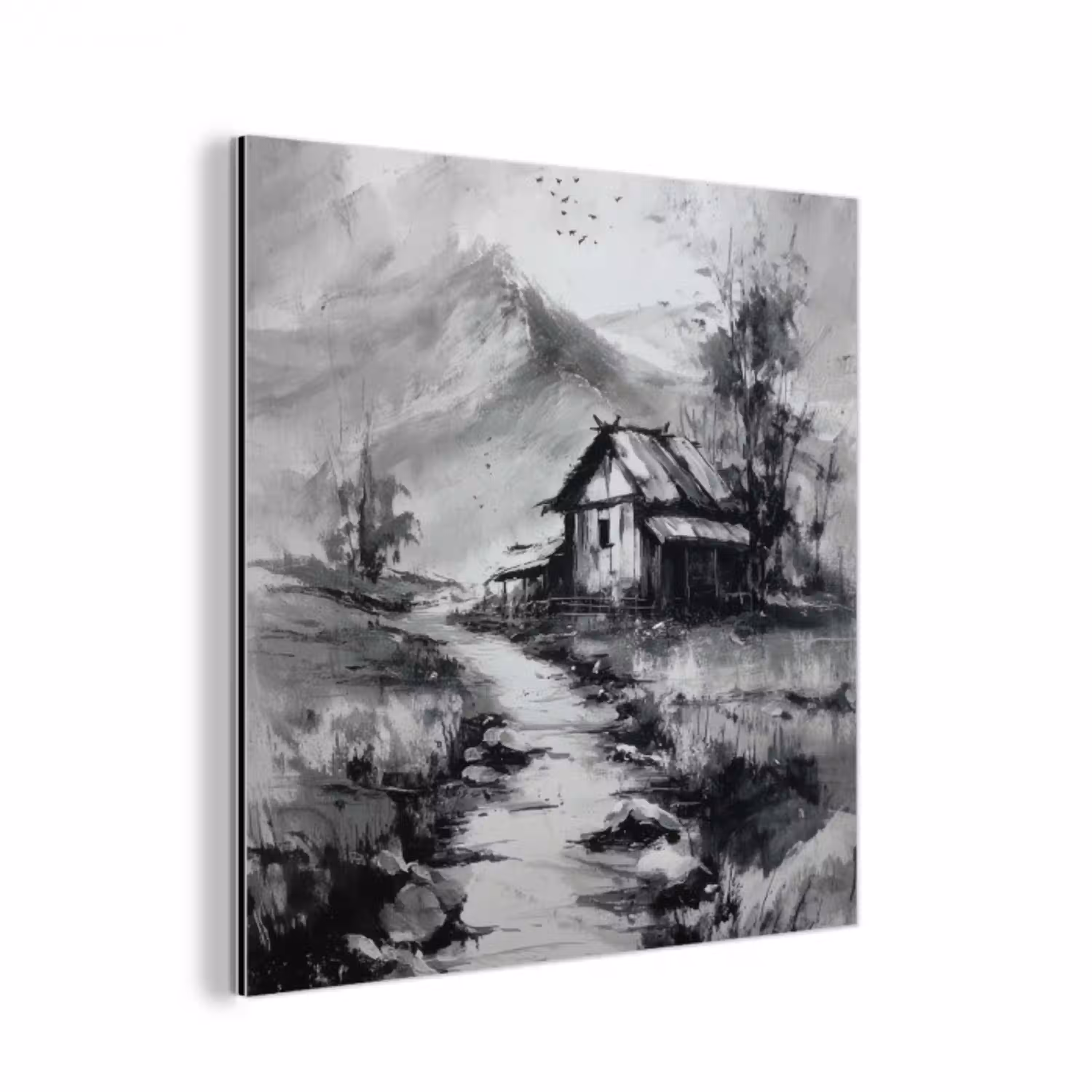 Hut - Grijs - Bergen - Mistig aluminium wit klein -3d