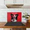 Hond - Hartjesbril - Loveyou - Rood keuken achterwand spatscherm klein -sfeer2