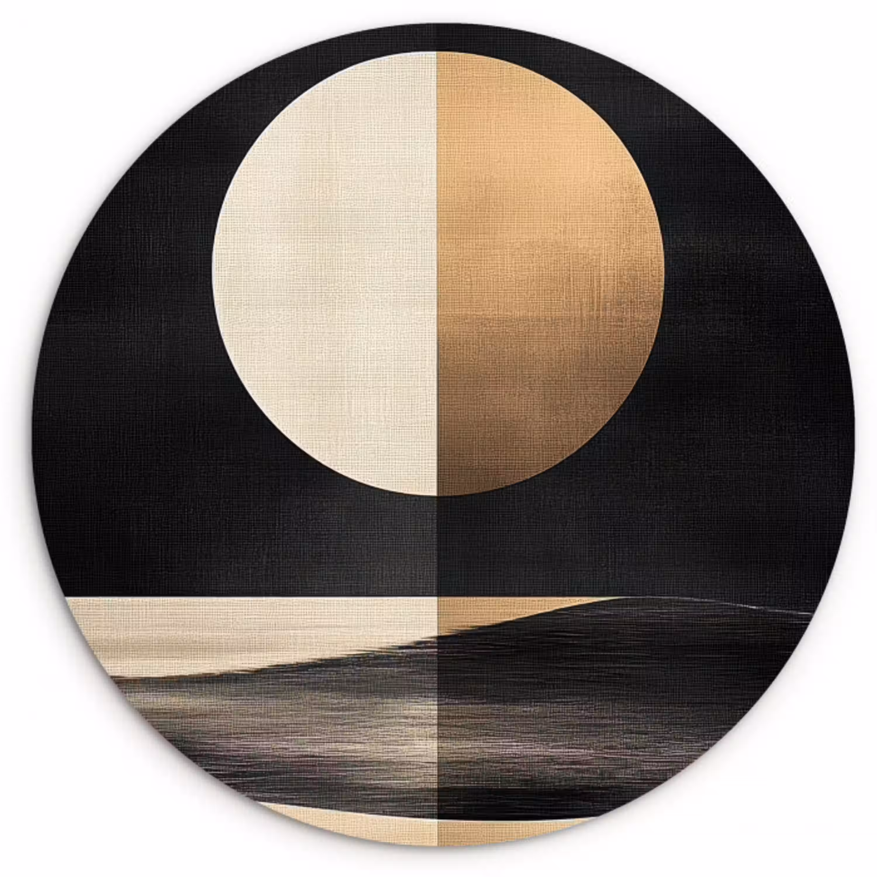 Maan - Cirkel - Goud Wandcirkel kunststof plaat 5mm dik klein -3d