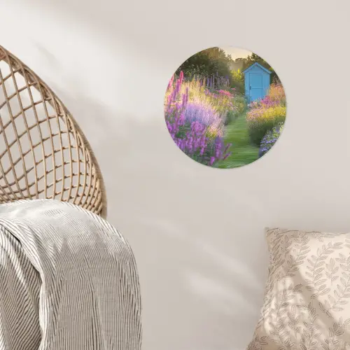 Tuinhuisje - Blauw - Bloemen Wandcirkel behangsticker klein -sfeer4