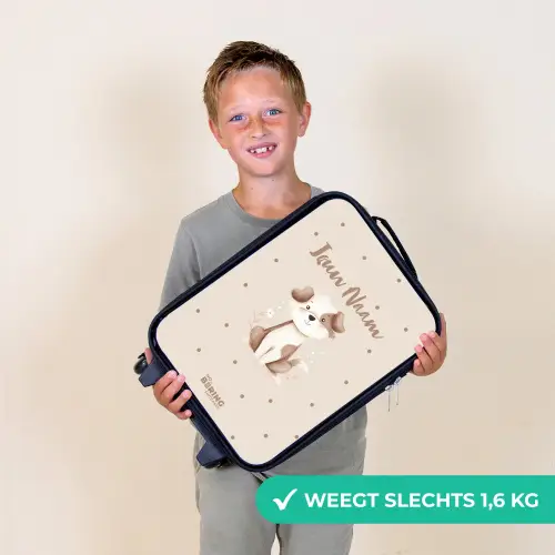Honden pup omringd door bruine stippen Kinderkoffer - Zwart klein -sfeer4_NL