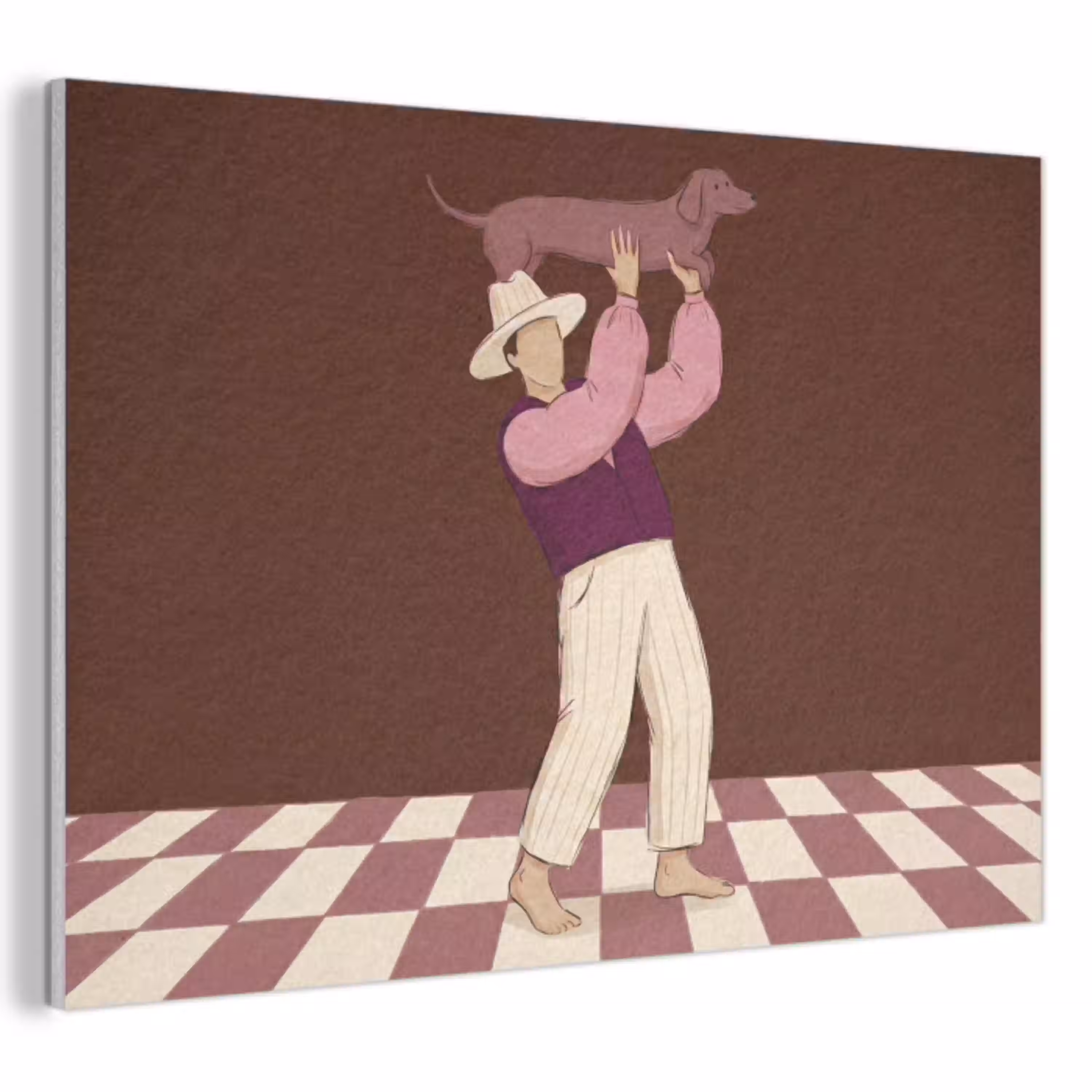 Mens - Hond - Dieren - Abstract - Roze PET vilt klein -3d