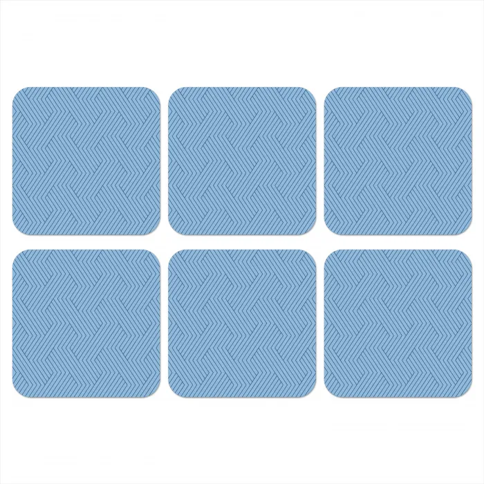 Donkerblauw - Patroon - Lijnen onderzetter kurk middel 366 -3d