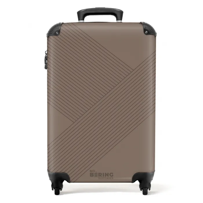 Minimal - Kruisende lijnen op taupe NBS - Handbagage koffer - Unisex middel -productfoto_recht