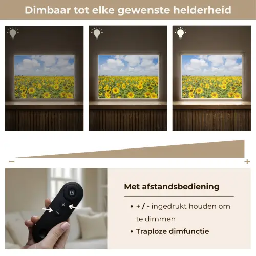 Zonnebloemen - Bloemen - Wolken - Natuur - Geel - Landschap Light Box met batterij (Wandlamp) middel -USP_dimbaarNL