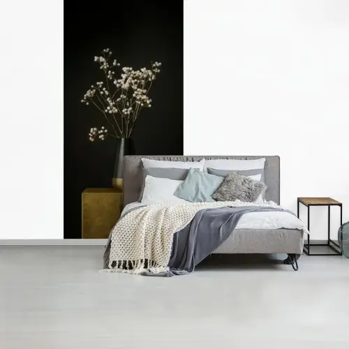 Bloembollen - Wit - Vaas - Minimalistisch fotobehang vinyl groot -slaapkamer