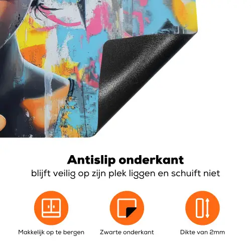 Expressief - Milkshake - Vrouw - Felle kleuren Inductie beschermer vinyl 3mm klein -zzzzzzz-td-onderkant
