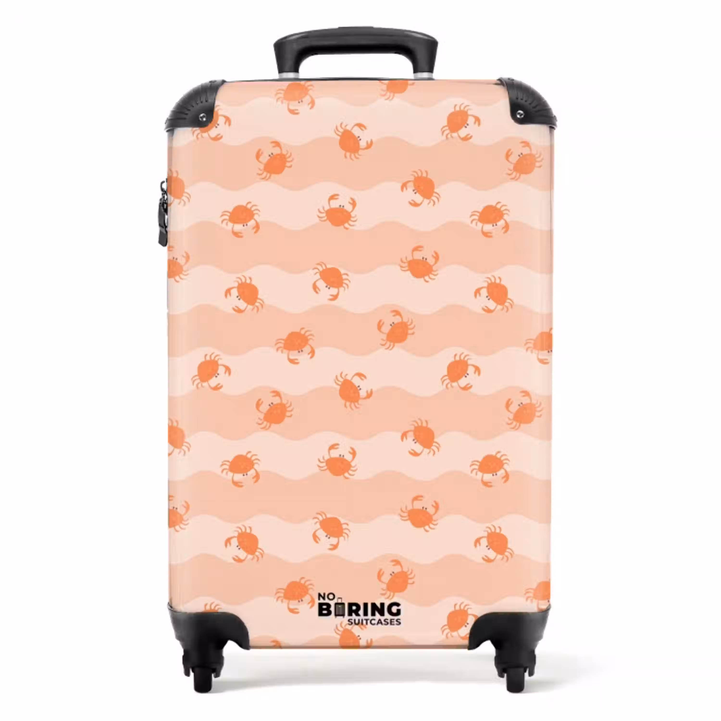 Krab patroon roze oranje NBS - Handbagage koffer - Kinderen Unisex middel -productfoto_recht