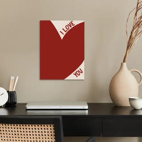 Loveyou - Rood - Hart poster papier klein -sfeer1