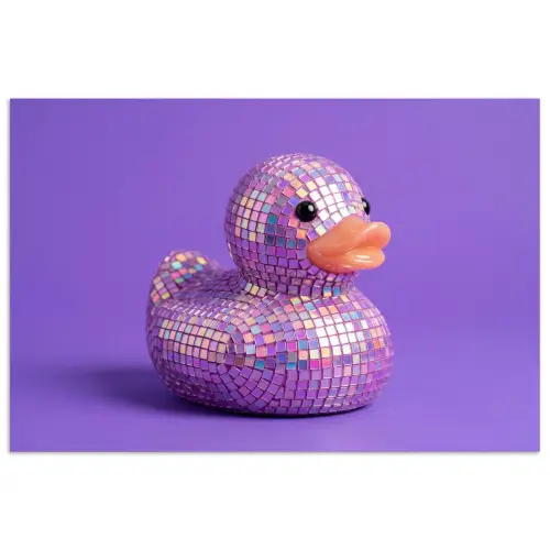 Disco - Eend - Paars poster papier klein -3d