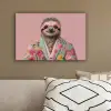 Luiaard - Bloemenprint - Bril - Roze canvas 2cm klein -sfeer3