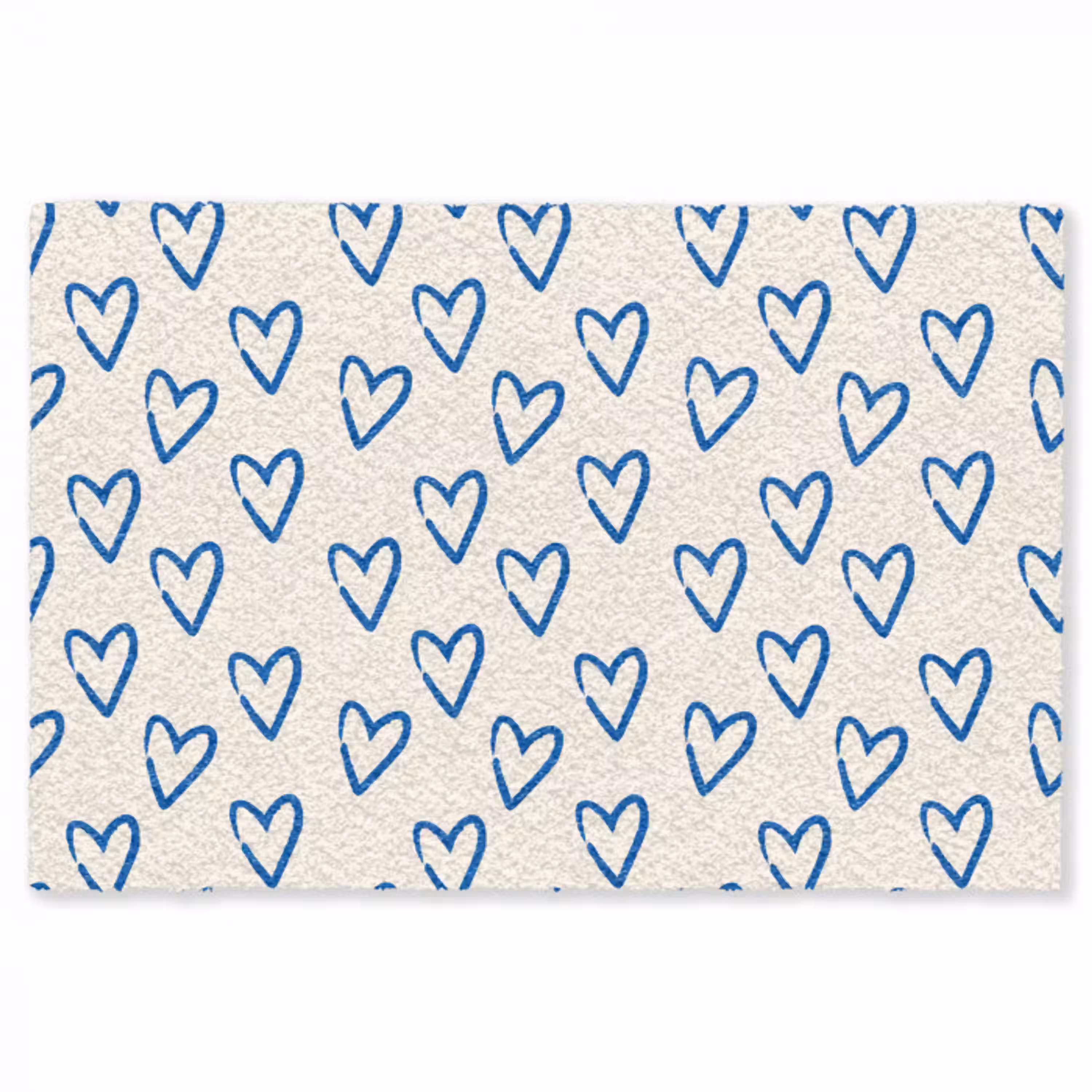 Hartjes patroon - Blauw - Beige - Liefde Vloerkleed Rechthoek klein -3d