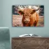Koe- Schotse hooglander - Hoorns - Bruin - Landschap canvas 2cm klein -sfeer4