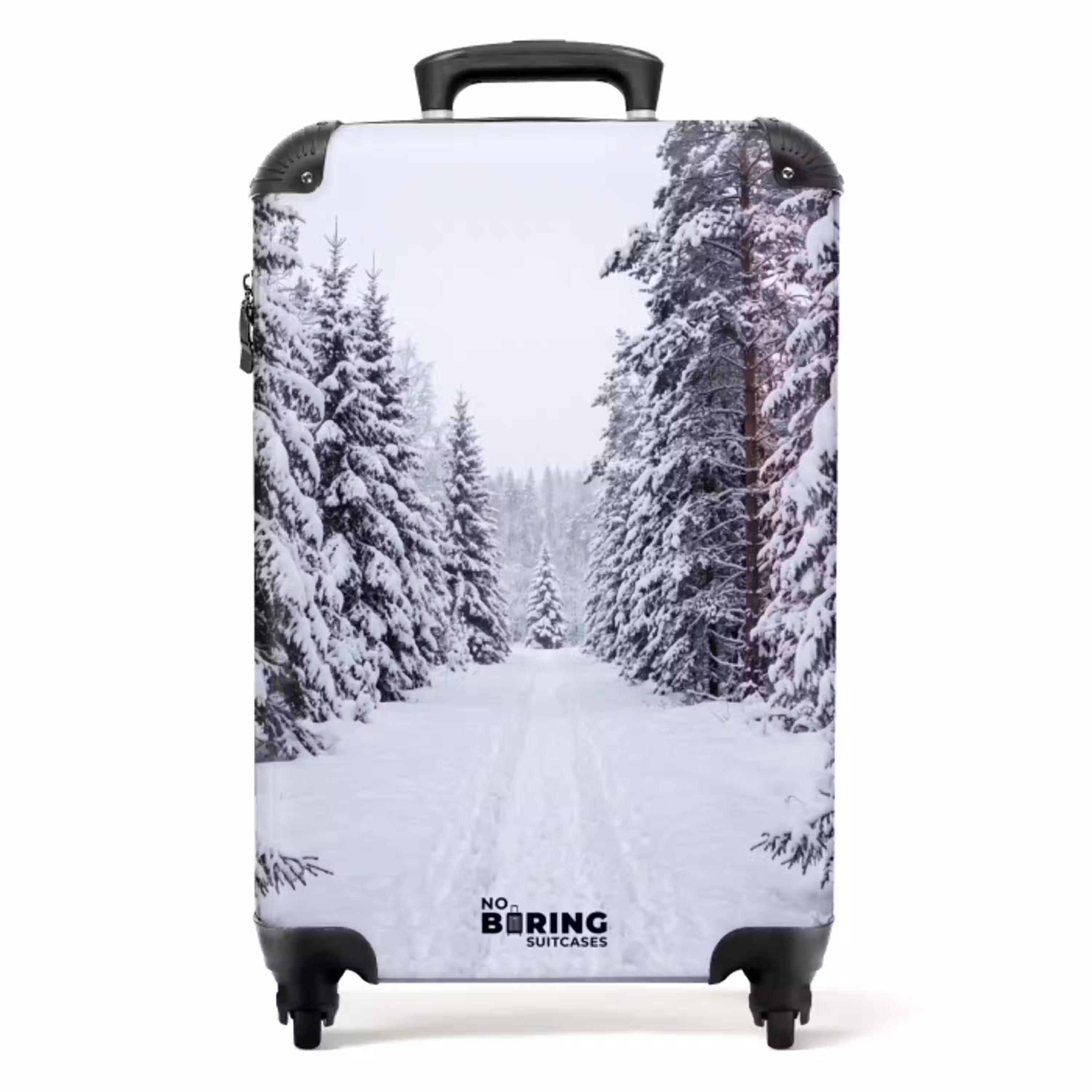Bos - Winter - Sneeuw - Pad - Natuur NBS - Handbagage koffer - Volwassenen Unisex middel -productfoto_recht