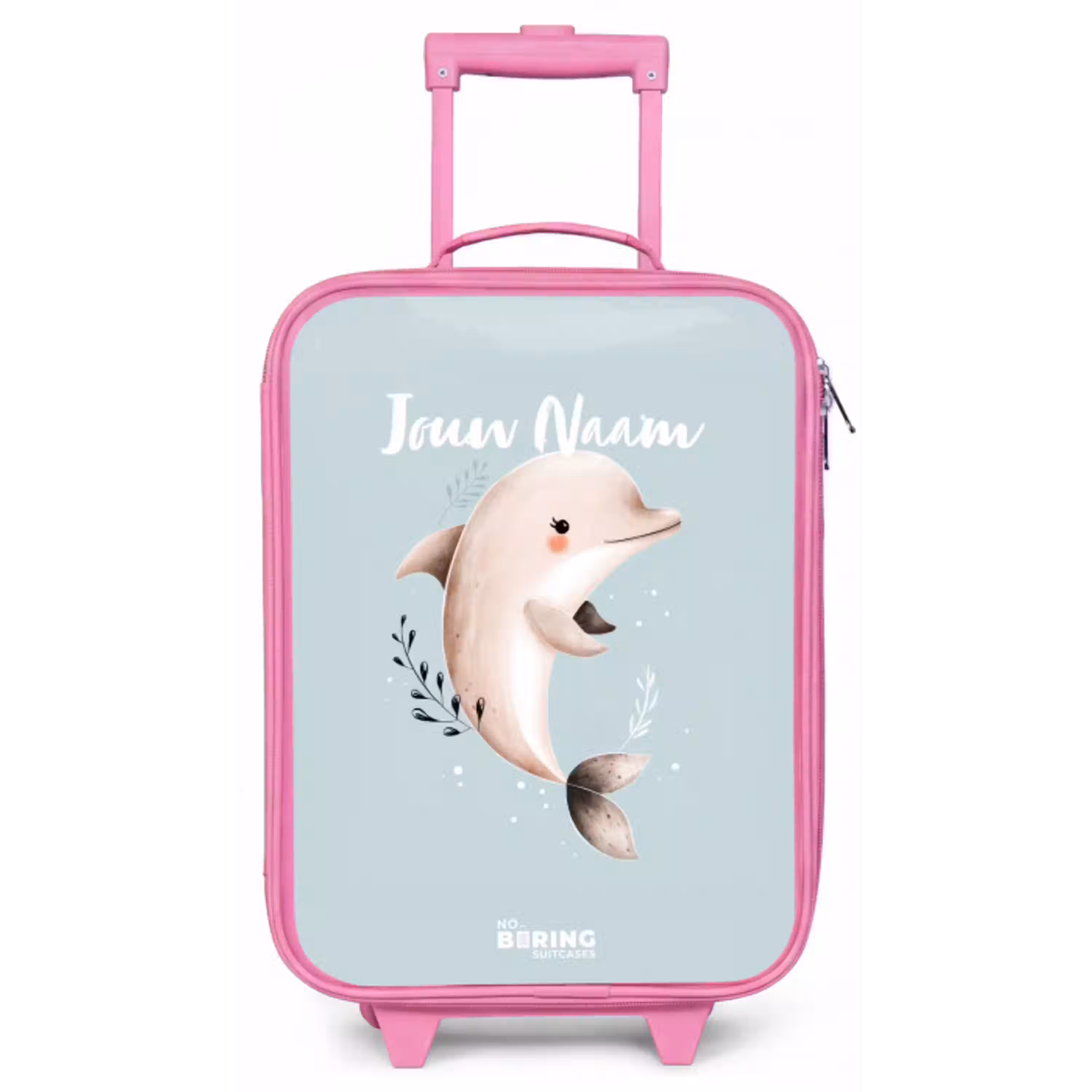 Beige dolfijn in blauw water Kinderkoffer - Roze klein -zz3dotto