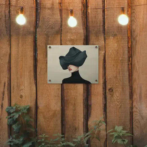 Vrouw - Groen - Hoed tuinposter los doek klein -sfeer1