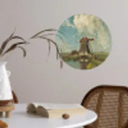 In de maand juli - Schilderij van Paul Joseph Constantin Gabriël Wandcirkel behangsticker klein -sfeer3