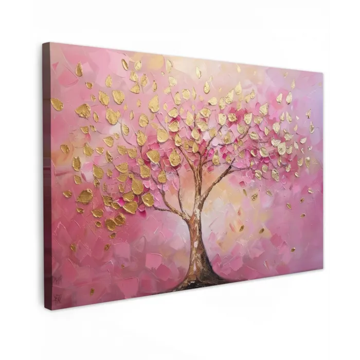 Boom - Roze - Goud - Modern canvas 2cm klein -z3d