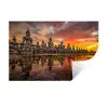Boeddha beelden - Zonsondergang - Water - Boeddhisme Muursticker klein -3d