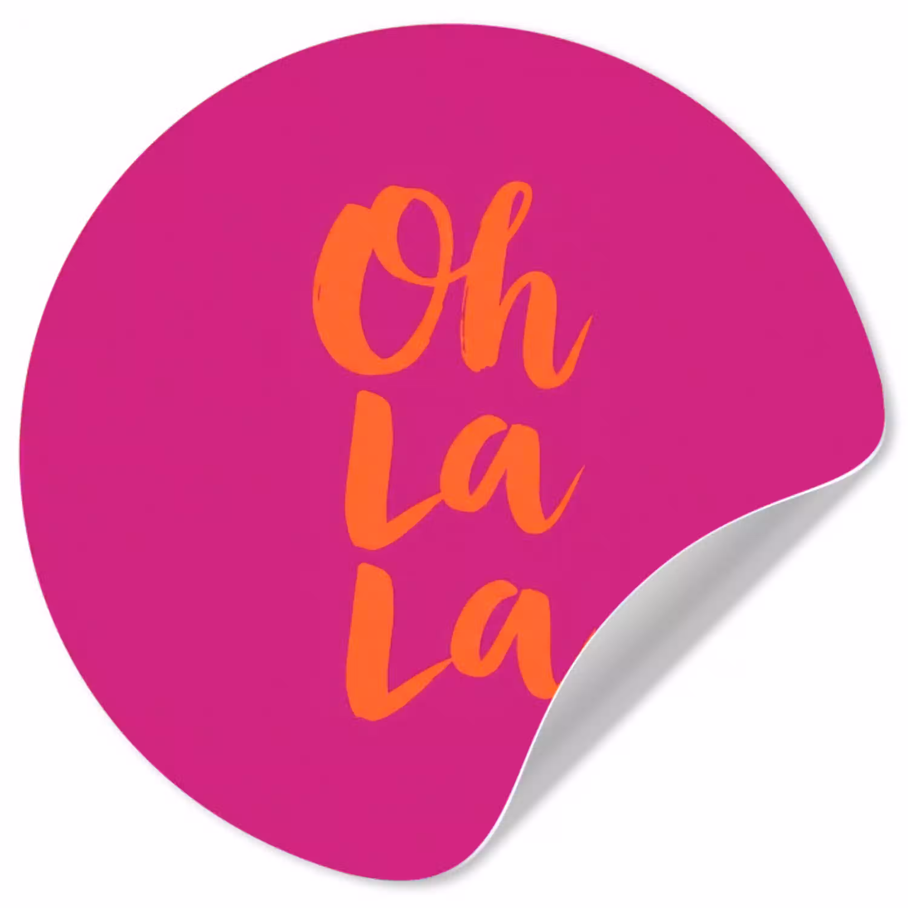 Oh la la - Roze - Oranje - Minimalistisch Wandcirkel behangsticker klein -3d
