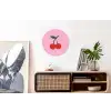 Kersen - Roze - Illustratie Wandcirkel aluminium klein -kantoor