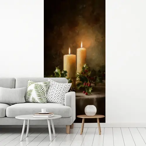 Kaarslicht - Kerst - Veelkleurig fotobehang vinyl groot -woonkamer