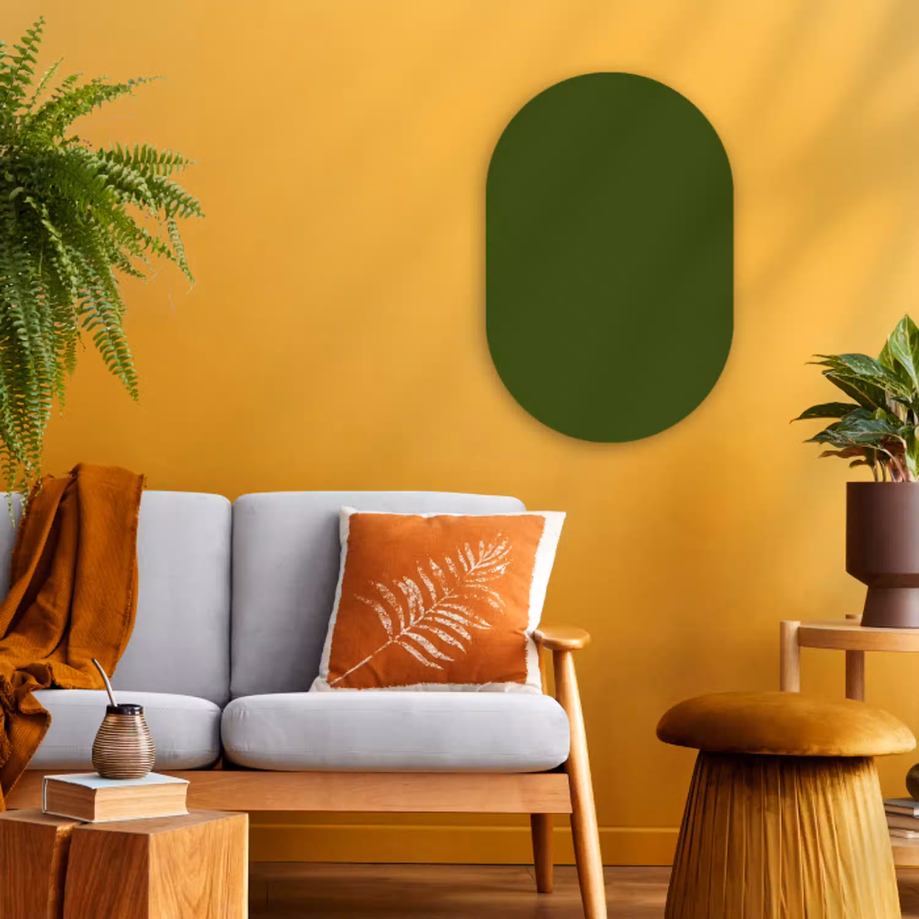 Olive - Drab - Groen Wandcirkel Ovaal Forex klein 630 -sfeer4