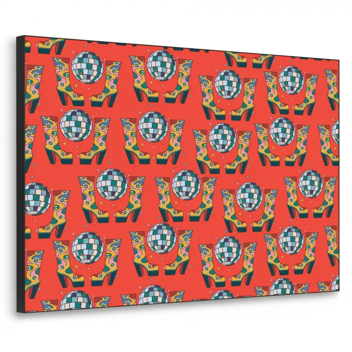 Rood - Disco - Patroon Textielframe zwart klein 947 -3d