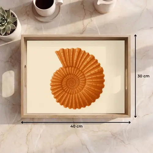 Schelp - Oranje - Ribbels Dienblad Rechthoek middel -USP_Formaat