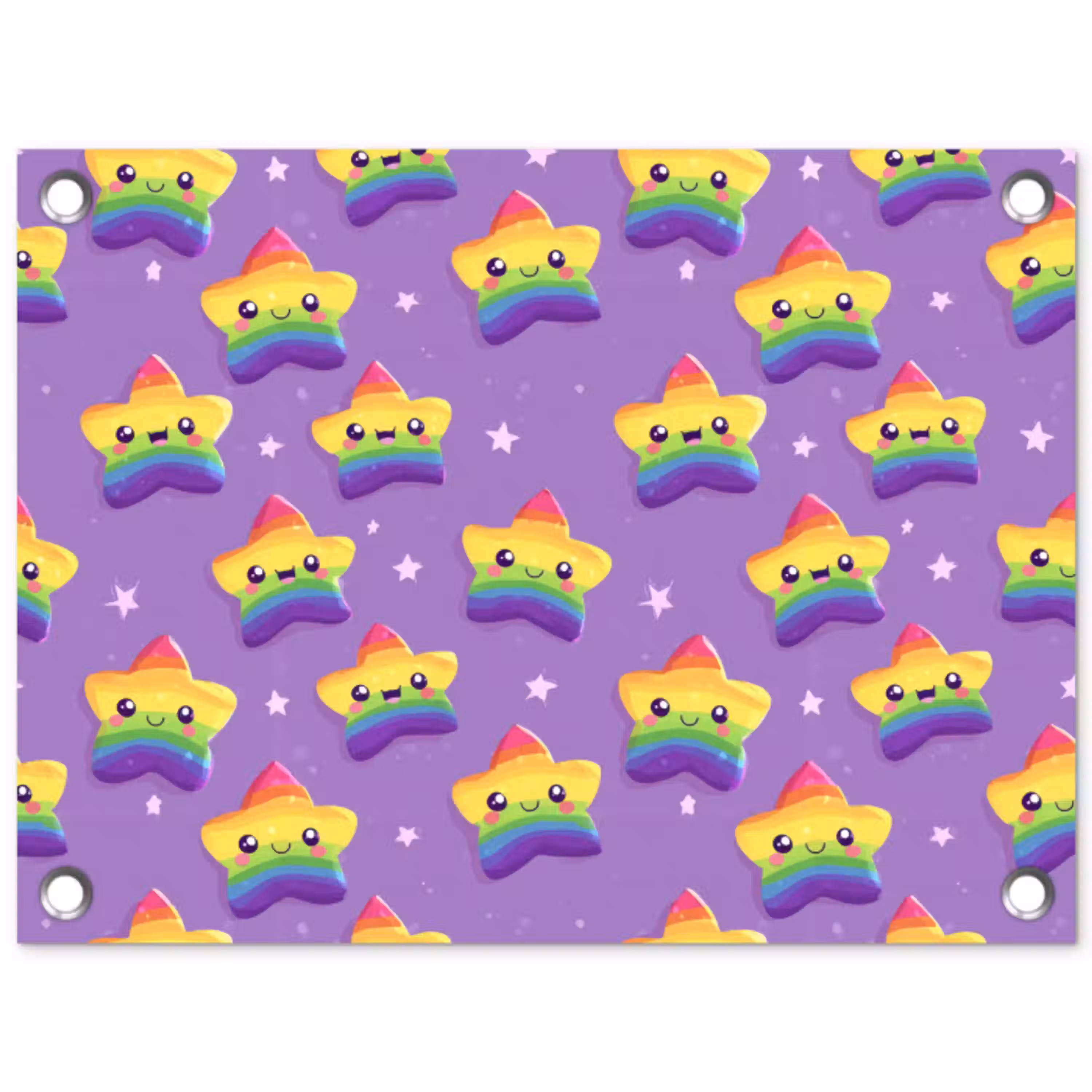 Sterren - Regenboog - Paars tuinposter los doek klein 239 -3d