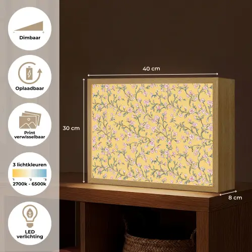 Bloemen - Motief - Geel Light Box met batterij (Wandlamp) middel 907 -USP_websiteoverzichtNL