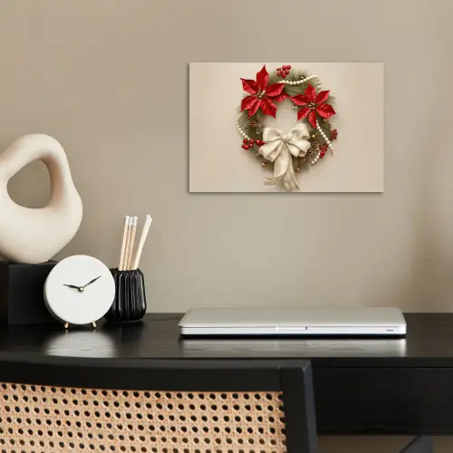 Deurkrans - Strik - Kerst - Rood - Groen poster papier klein -sfeer1