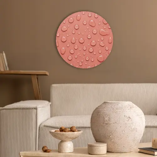 Water - Druppels - Roze Akoestische PET Vilt - Rond klein -sfeer1