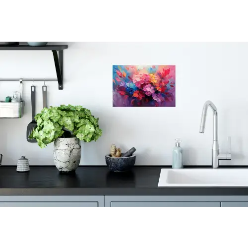 Bloemen - Roze - Watercolor - Kunst Muursticker klein -keuken