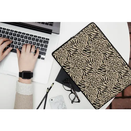 Giraf - Zebra - Motief - Bruin laptophoes neopreen klein 279 -bureau