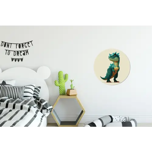 Stekels - Dino - Blauw - Gespierd Wandcirkel aluminium klein -kinderkamer