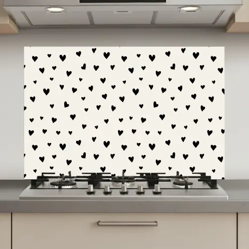 Valentijn - Harten - Zwart - Wit keuken achterwand spatscherm klein 900 -3d_website