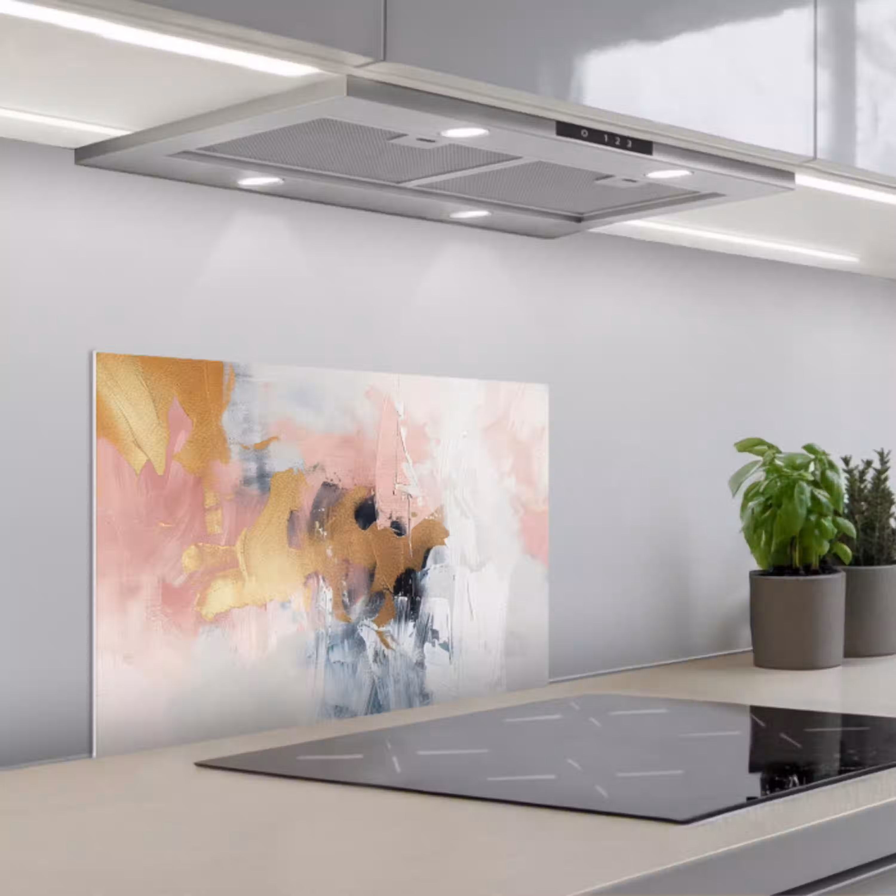 Abstract - Pastel kleuren - Goud - Modern - Aesthetic keuken achterwand spatscherm klein -3d_schuin
