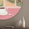 Bloemen - Koffie - Raam Akoestische PET Vilt - Rond klein -sfeer5_closeup