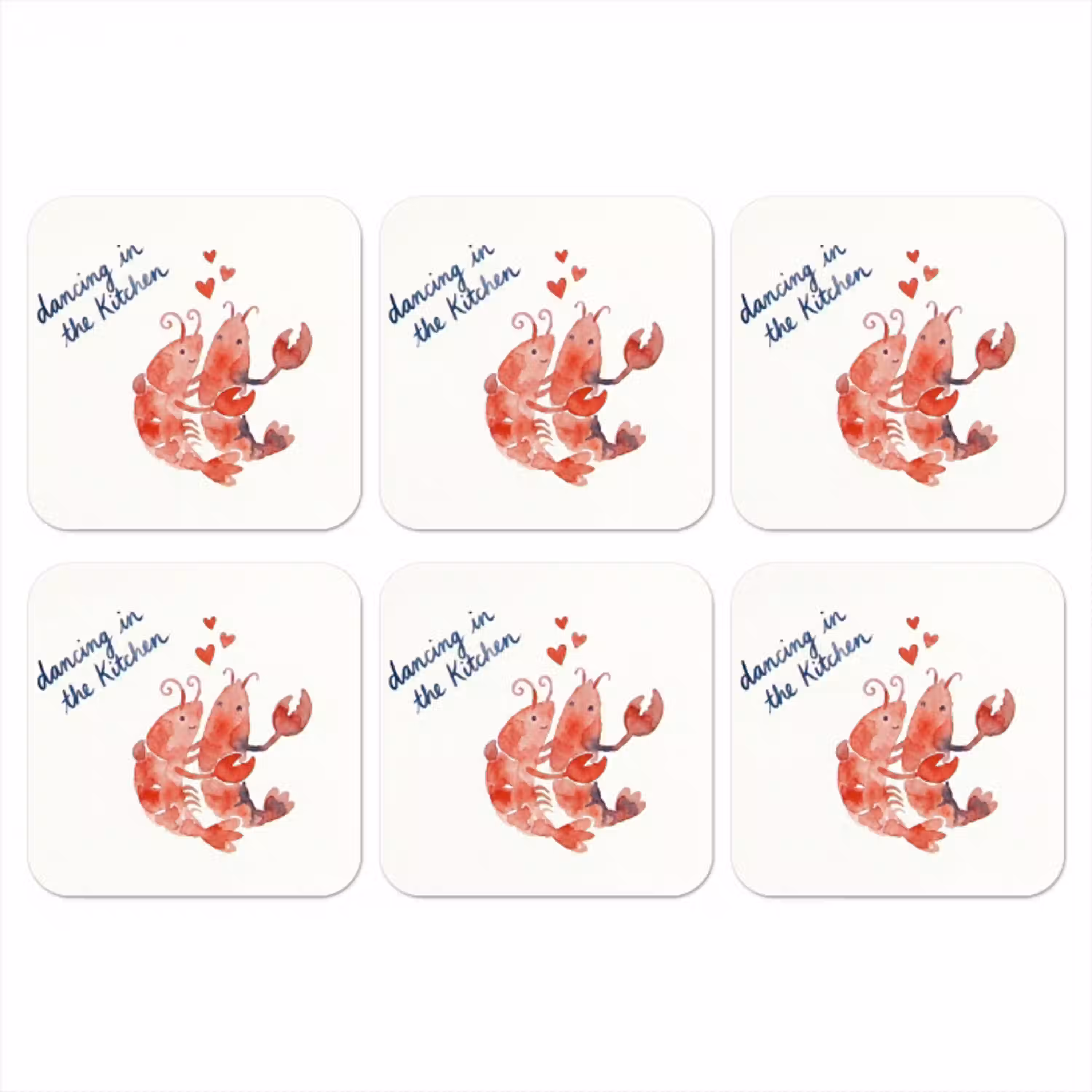Dier - Dans - Liefde - Waterverf - Rood onderzetter kurk middel -3d